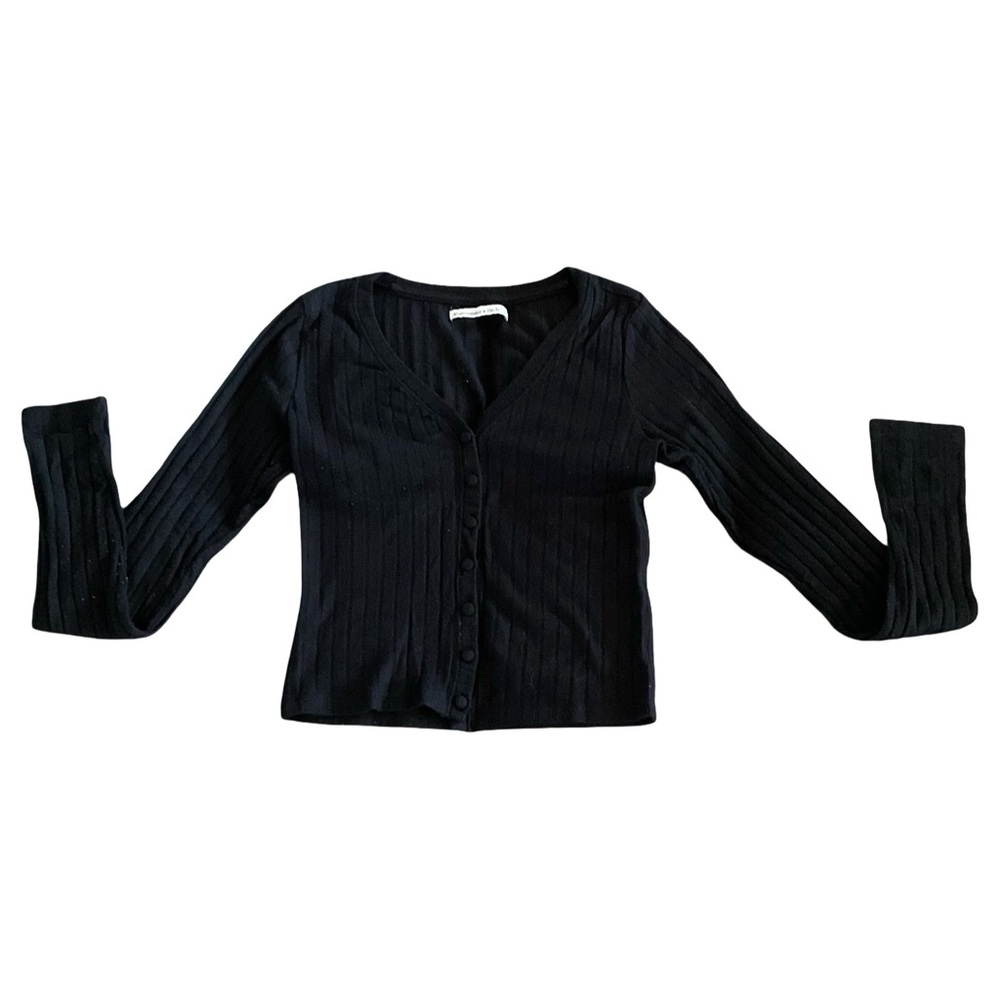 Abercrombie & Fitch Black Ribbed Knit Top